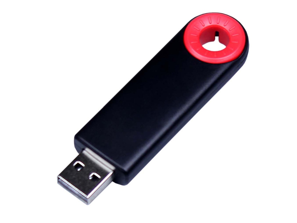 USB-флешка промо на 64 Гб прямоугольной формы, выдвижной механизм, красный-0