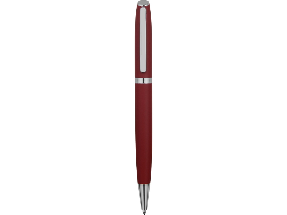 Ручка металлическая шариковая Flow soft-touch, красный/серебристый-1