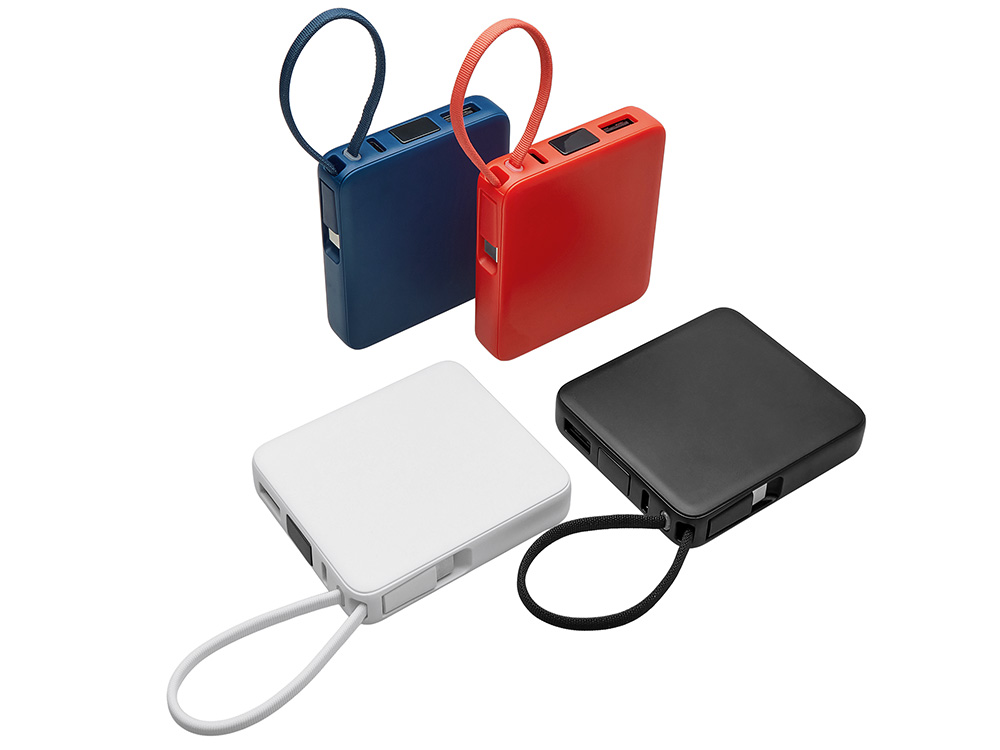 Внешний аккумулятор со встроенным кабелем USB-C Дэнси, 5000 мАч, темно-синий-6