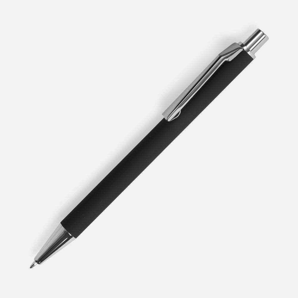Ручка шариковая Lobby Soft Touch Chrome, черная-0