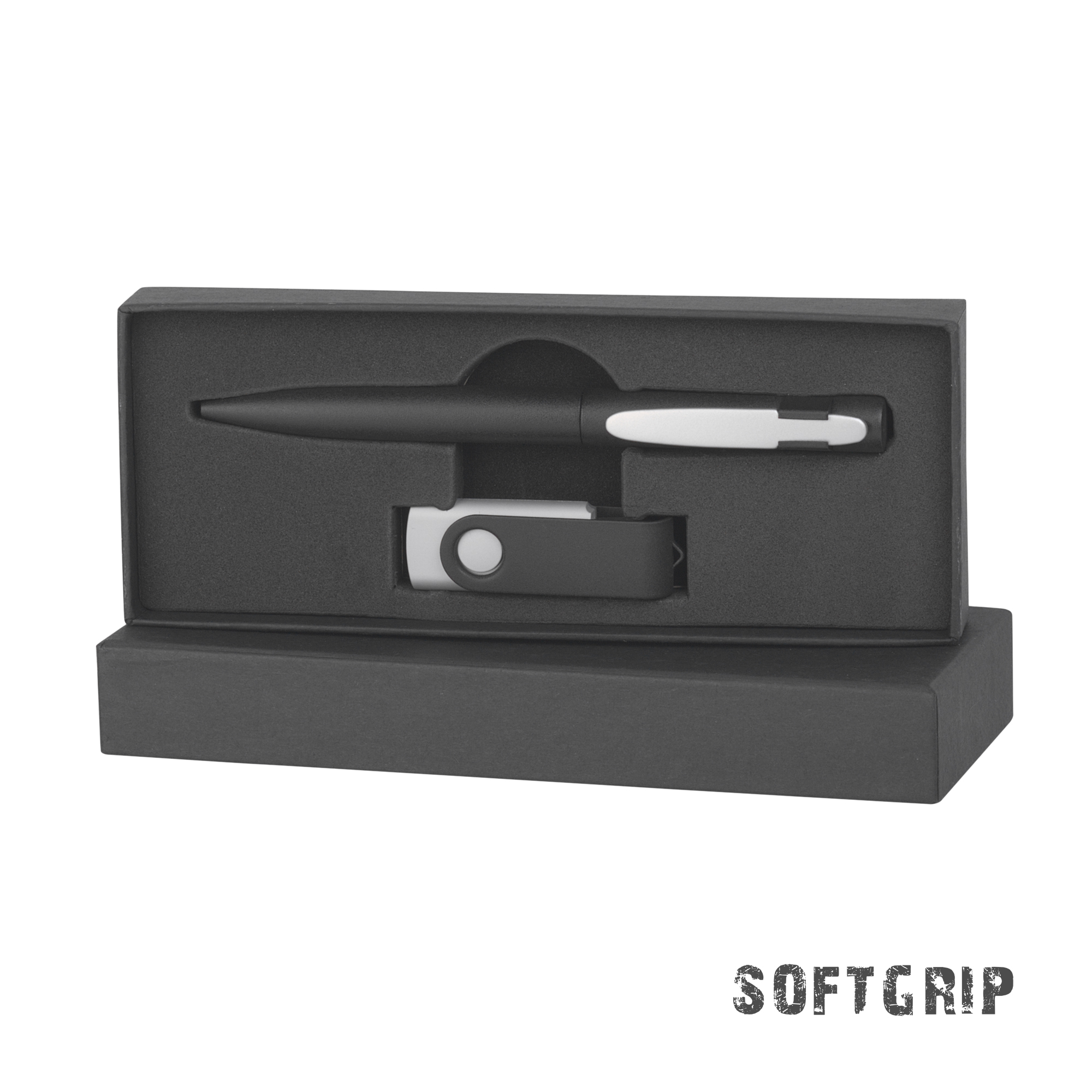 Набор ручка + флеш-карта 16 Гб в футляре, покрытие softgrip-0