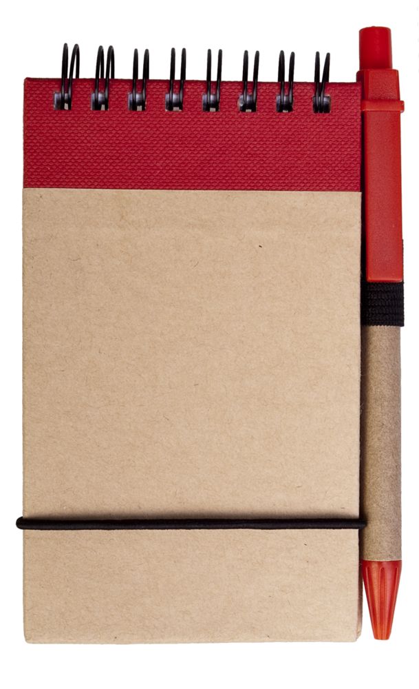 Блокнот на кольцах Eco Note с ручкой, красный-0