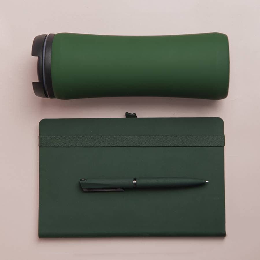 Набор подарочный OFFICEKIT: термос, ежедневник, ручка,  стружка, коробка, зелёный, зеленый-2