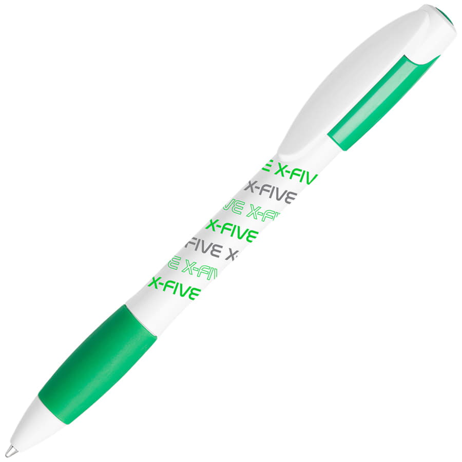 Ручка шариковая с грипом X-5, белый, зеленый-1