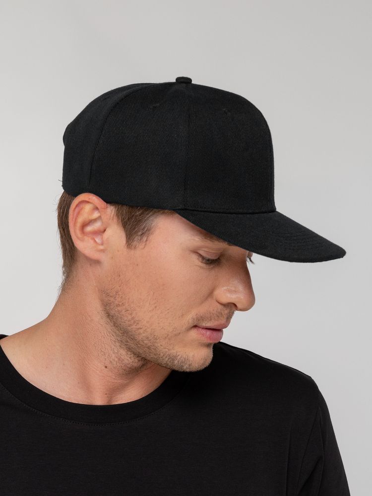 Бейсболка Snapback с прямым козырьком, черная-3