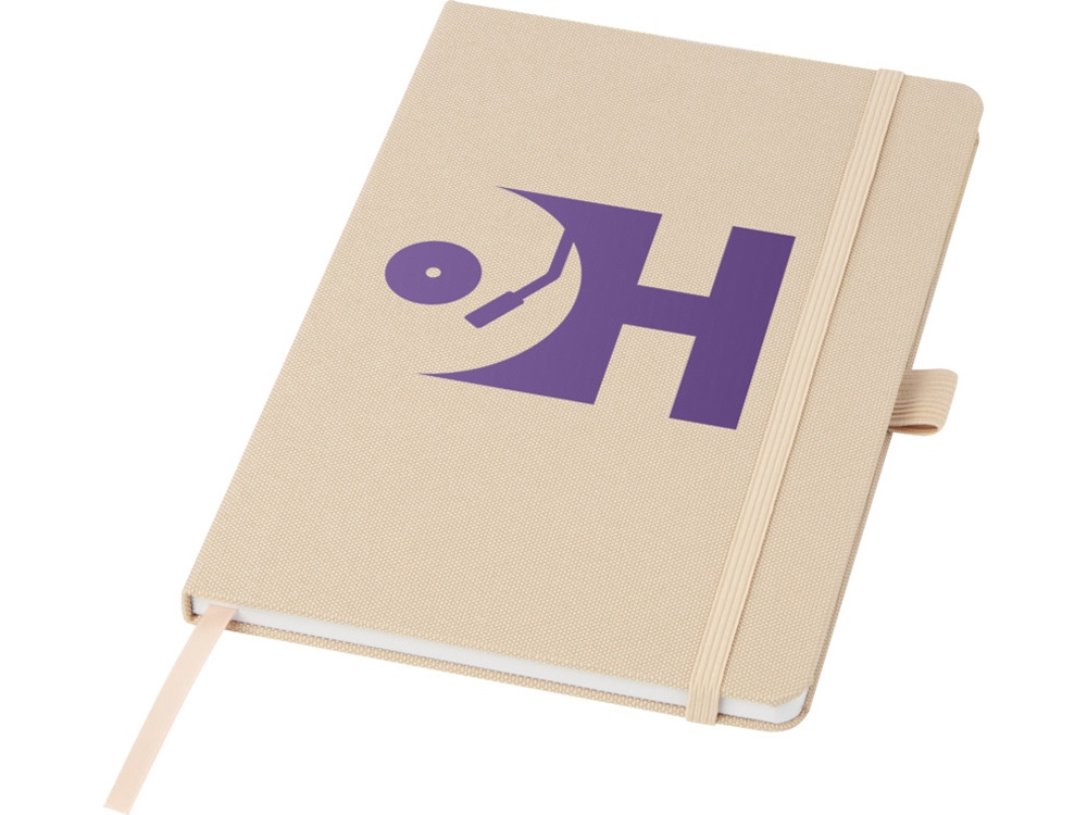 Блокнот Honua форматом A5 из переработанной бумаги с обложкой из переработанного ПЭТ, бежевый овсяный-4