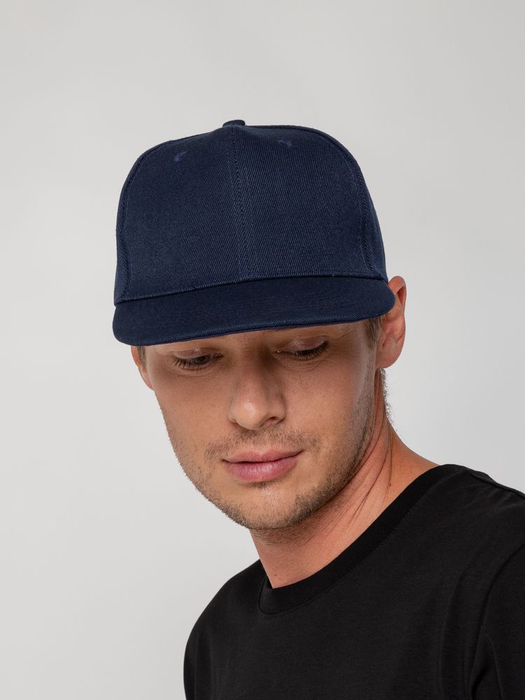 Бейсболка Snapback с прямым козырьком, темно-синяя-3