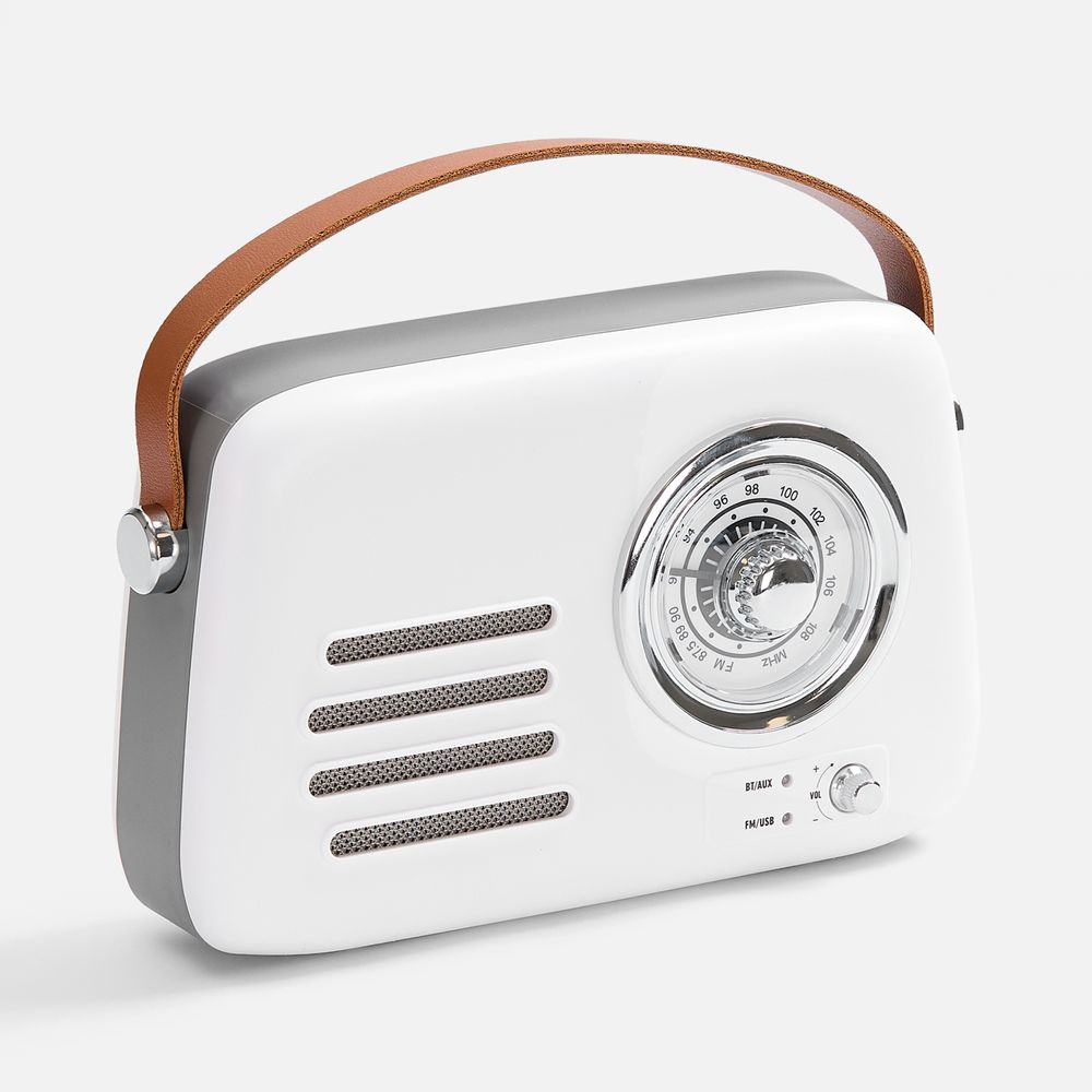 Bluetooth-колонка с радио Retronica, белая-1