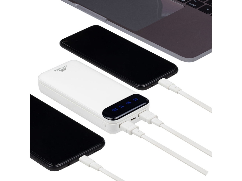 RIVACASE VA2280 (20000mAh) с дисплеем, белый, внешний аккумулятор /24-11
