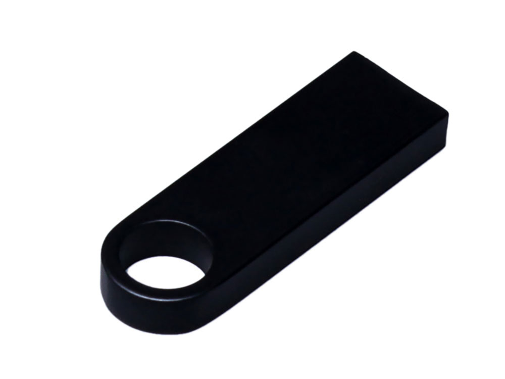 USB 2.0-флешка на 16 Гб с мини чипом и круглым отверстием, черный-2