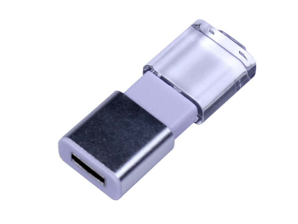USB-флешка промо на 16 Гб прямоугольной формы, выдвижной механизм, белый-1