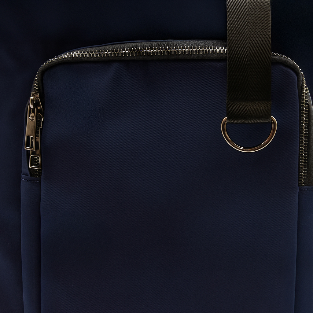 Шоппер Superbag Pocket, с внутренним креплением (карабин) и чехлом для мелочей (темно-синий с черным)-5
