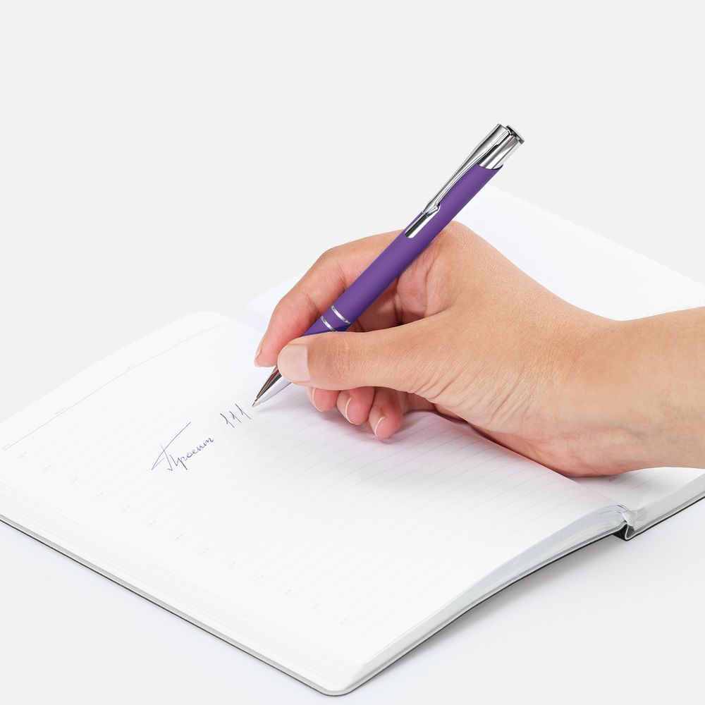 Ручка шариковая Keskus Soft Touch, фиолетовая-5