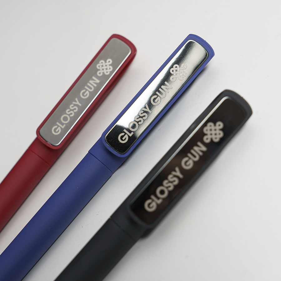 Ручка шариковая GLOSSY GUN с покрытием soft touch, черный, серебристый-6