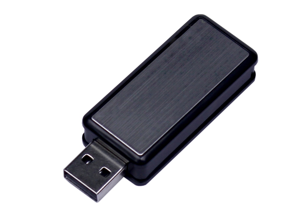 USB-флешка промо на 64 Гб прямоугольной формы, выдвижной механизм, черный-0