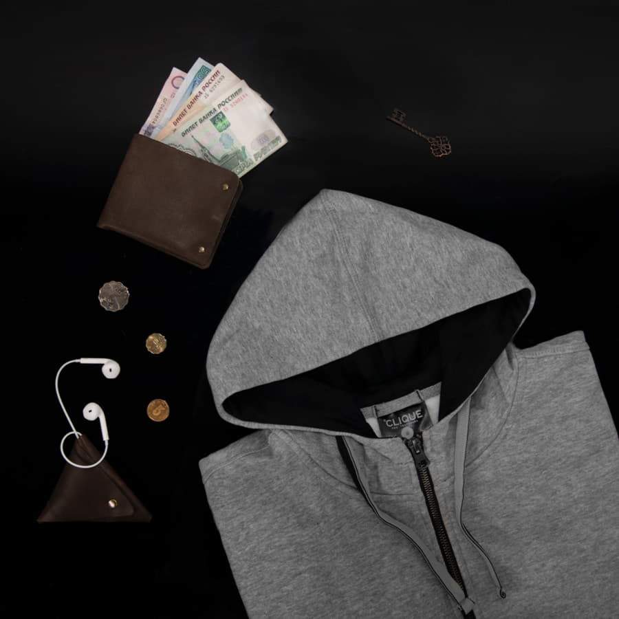 Толстовка женская CLASSIC HOODY FULL ZIP 300, серый меланж-5