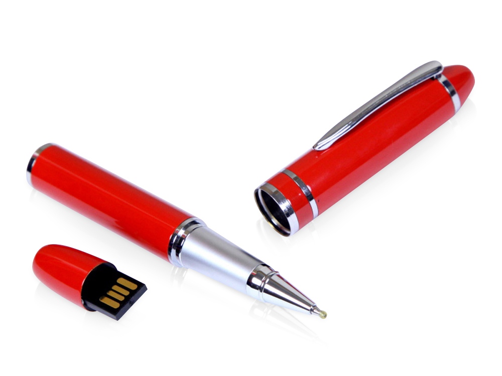 USB-флешка на 16 Гб в виде ручки с мини чипом, красный-0