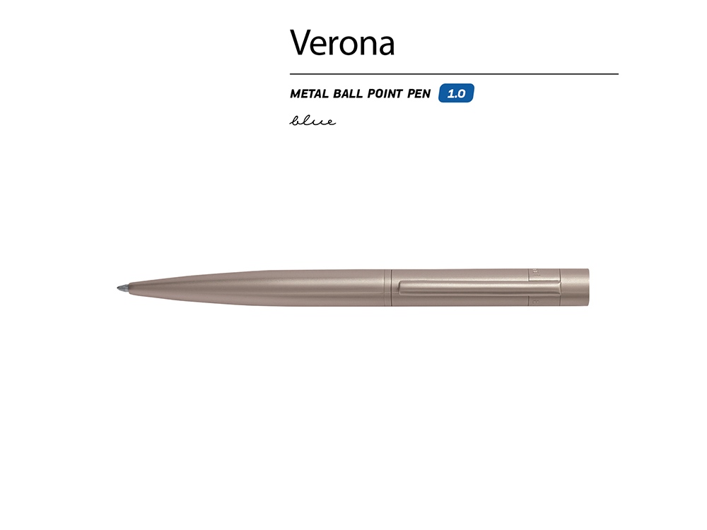 Ручка шариковая автоматическая BrunoVisconti VERONA цвет корпуса шампань, 1 мм, синяя-1
