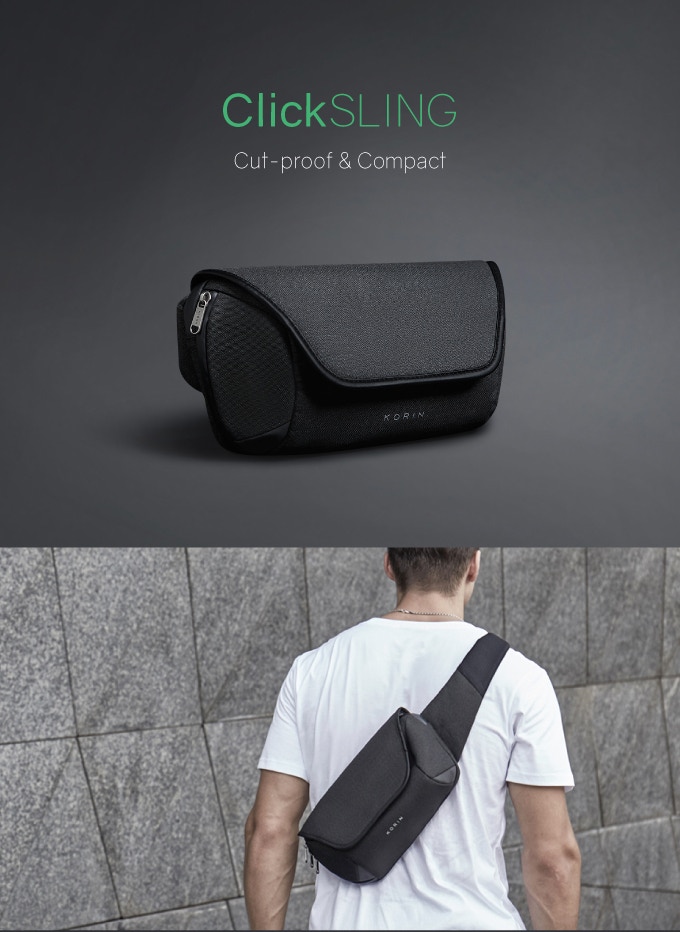 Наплечная сумка ClickSling 32,5х17,3х11 см, черная-12