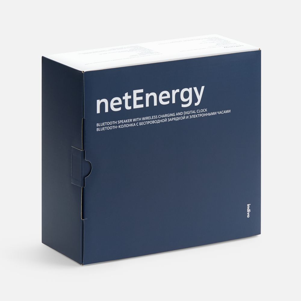 Bluetooth-колонка с беспроводной зарядкой и часами netEnergy, серая-11