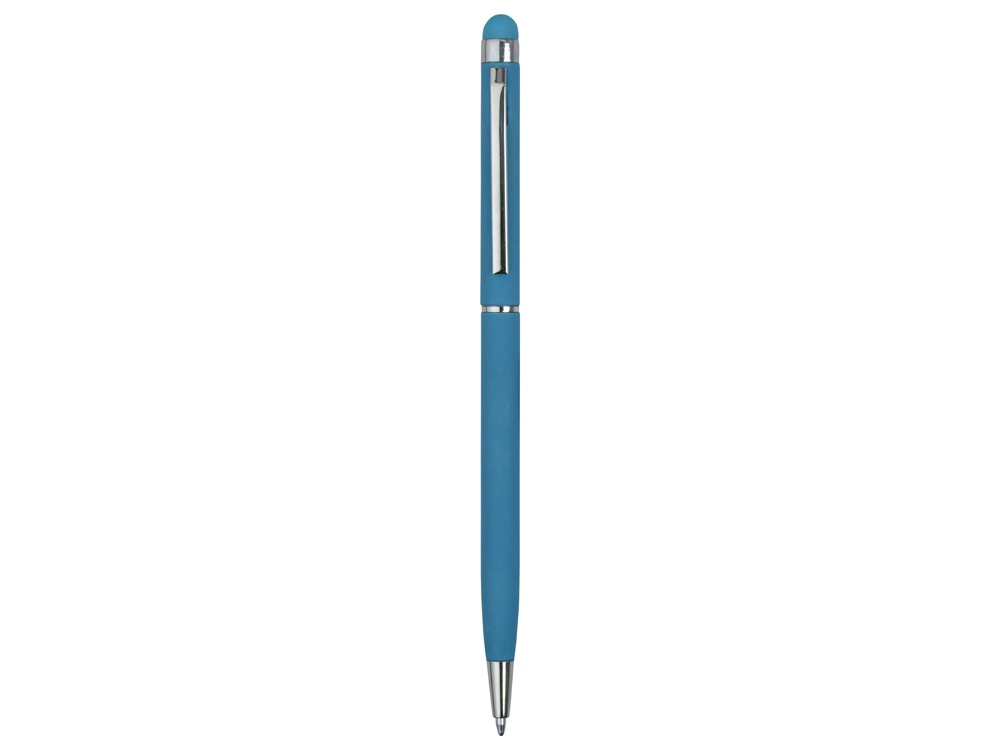 Ручка-стилус шариковая Jucy Soft с покрытием soft touch, голубой-1