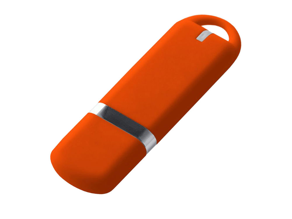 USB-флешка на 64 ГБ с покрытием soft-touch, оранжевый-0