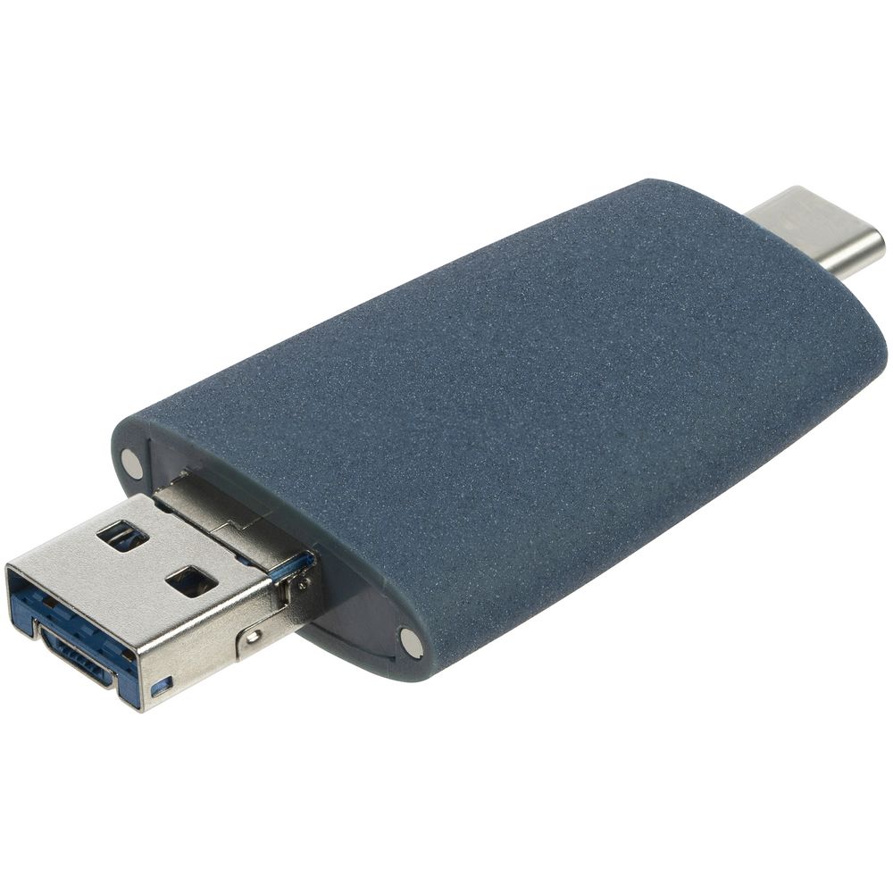 Флешка Pebble Universal, USB 3.0, серо-синяя, 32 Гб-4