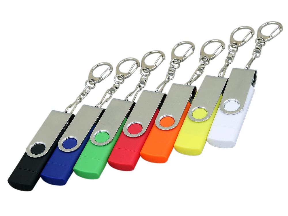 Флешка с  поворотным механизмом, c дополнительным разъемом Micro USB, 16 Гб, желтый-3