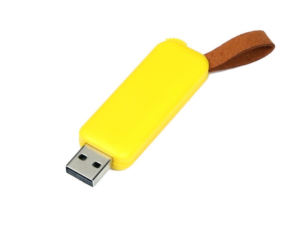 USB-флешка промо на 32 Гб прямоугольной формы, выдвижной механизм, желтый-0