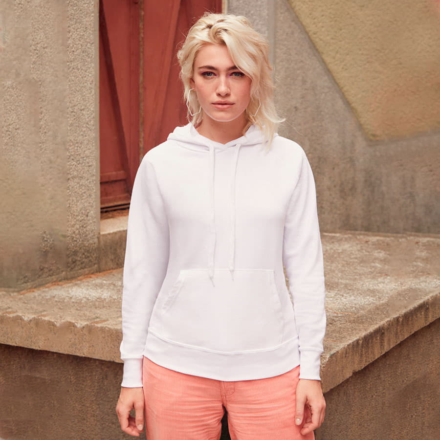 Толстовка женская без начеса LIGHTWEIGH HOODED SWEAT 240, белый-1