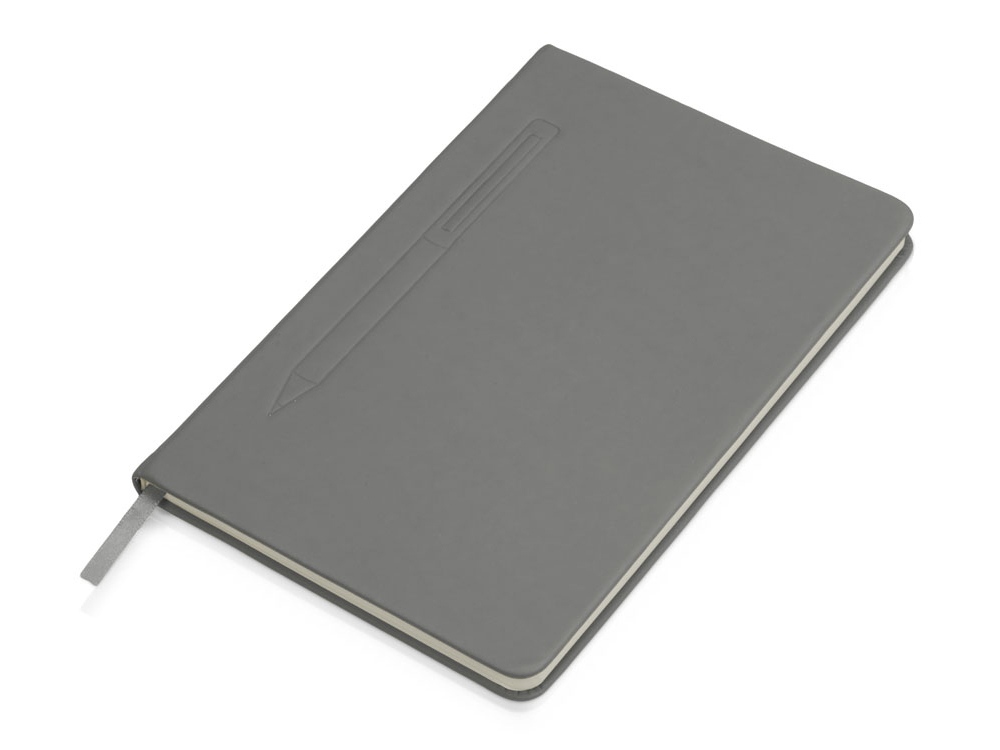 Блокнот А5 Magnet 14,3*21 с магнитным держателем для ручки, серый-0
