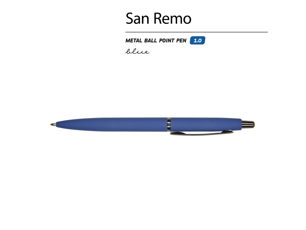 Ручка металлическая шариковая San Remo, софт-тач, 1.0 мм, синий-1