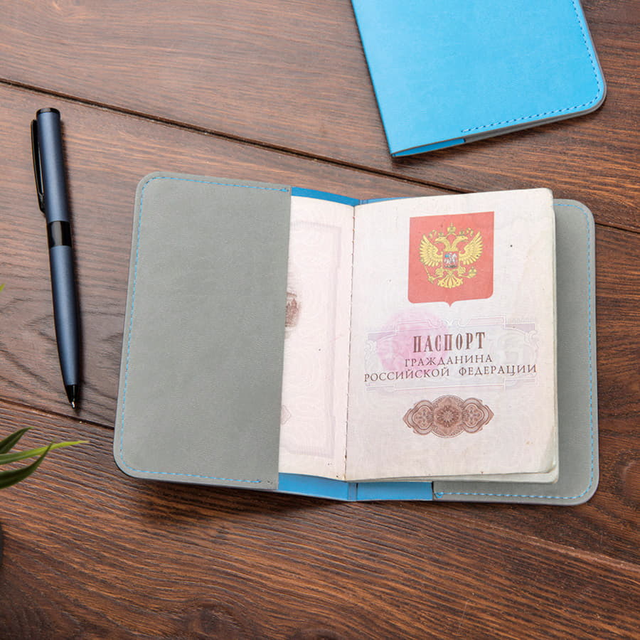 Обложка для паспорта  IMPRESSION, коллекция ITEMS, голубой-3