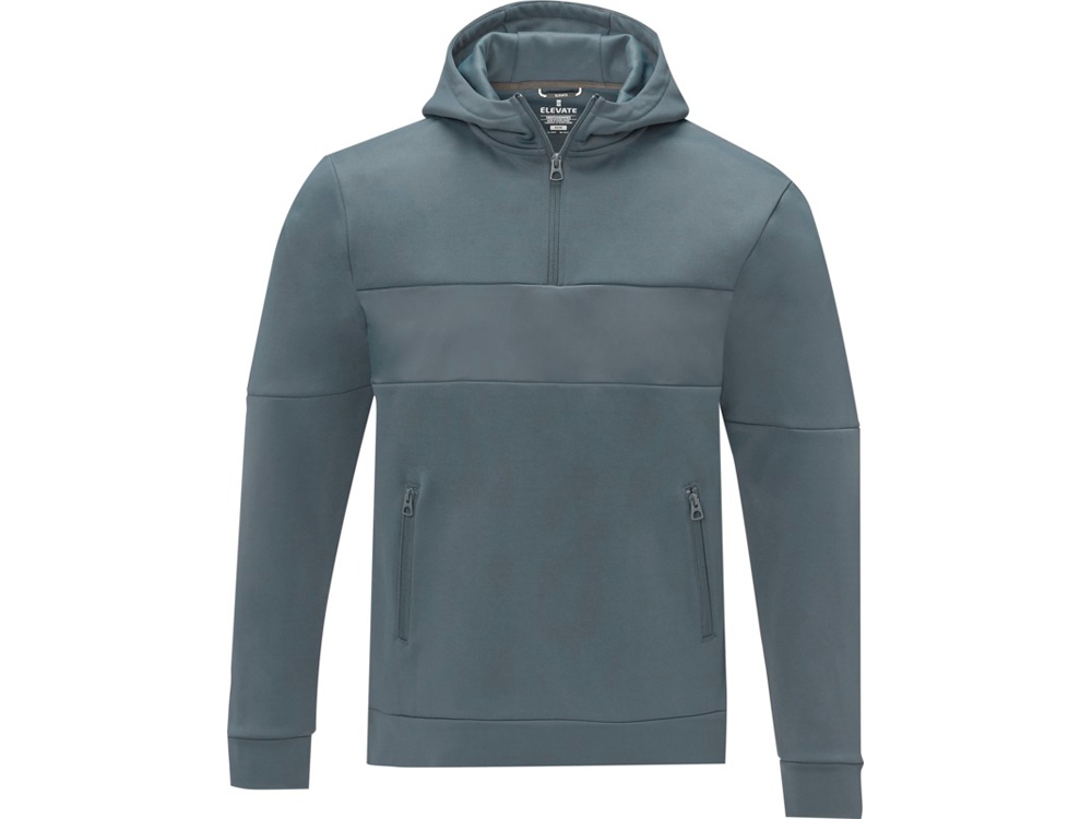 Мужской свитер анорак Sayan на молнии на половину длины с капюшоном, steel grey-1