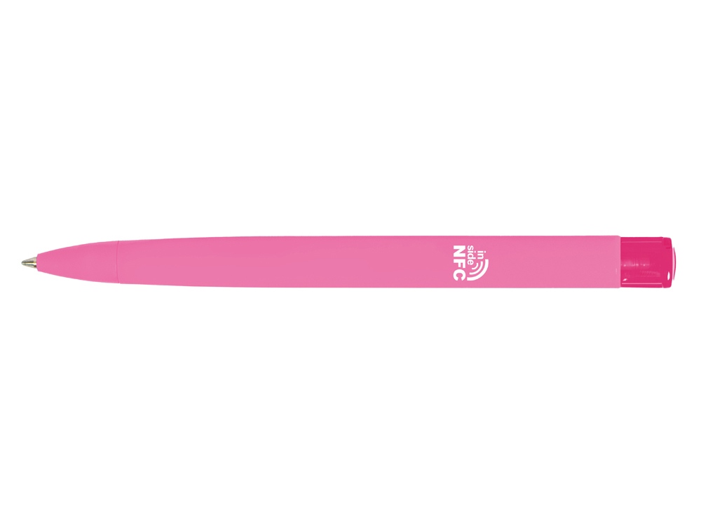 Ручка пластиковая шариковая трехгранная Trinity K transparent Gum soft-touch с чипом передачи инфо, розовый-1