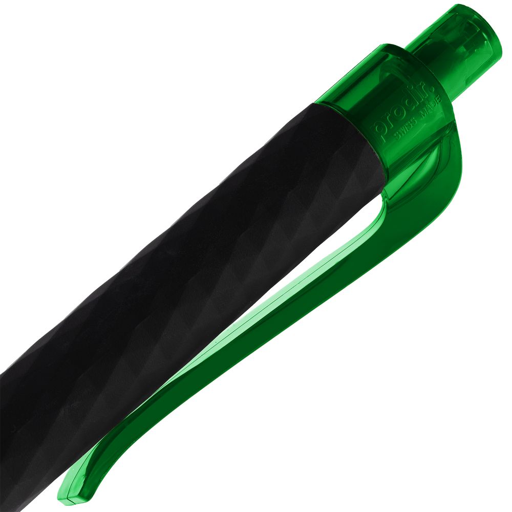 Ручка шариковая Prodir QS01 PRT-T Soft Touch, черная с зеленым-3