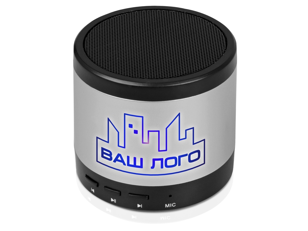 Портативная колонка Ring neon с синей подсветкой корпуса, серебристый-0