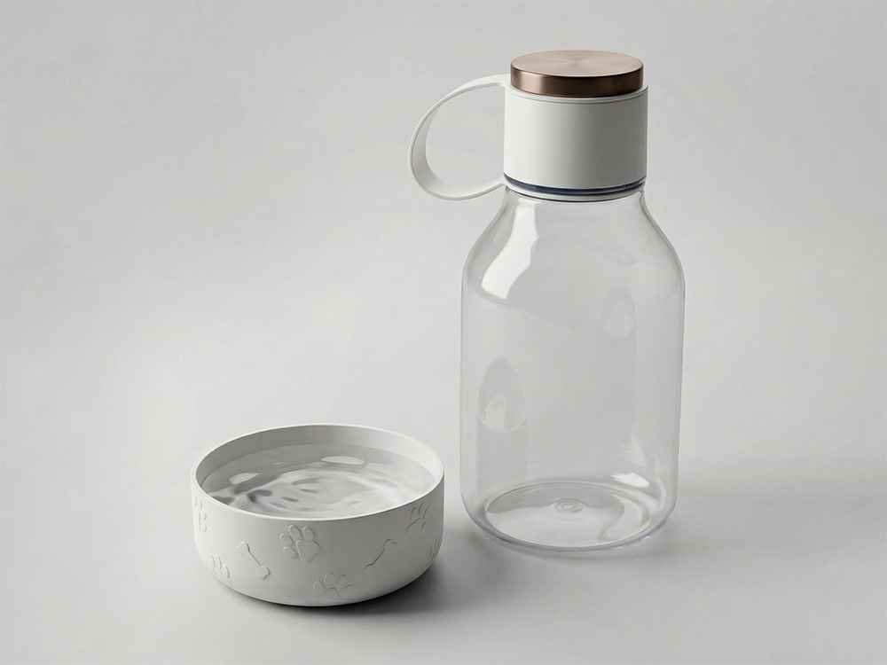 Бутылка для воды 2-в-1 Dog Bowl Bottle со съемной миской для питомцев, 1500 мл, белый-0