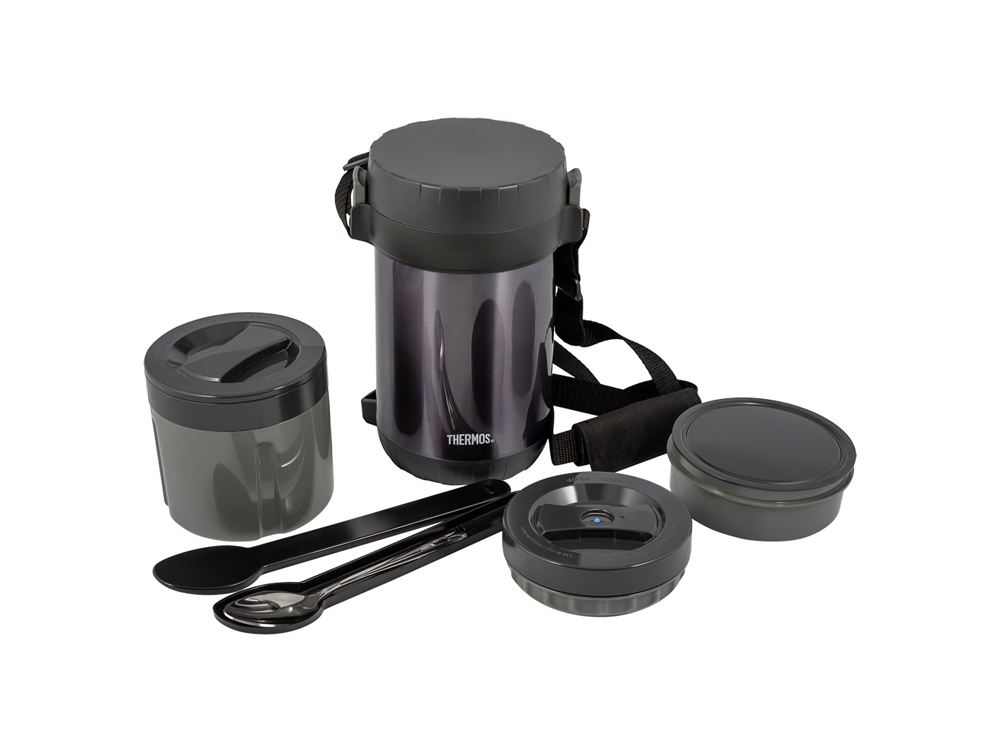 Термос из нерж.стали с пластиковыми контейнерами и ложкой тм THERMOS JBG-1800 Food Jar 1.8L, серый-2