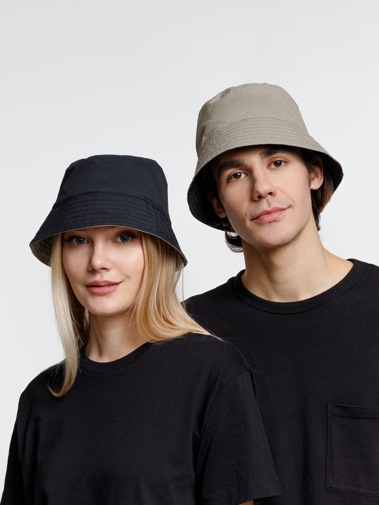 Панама Nylon двусторонняя, черная с хаки-4