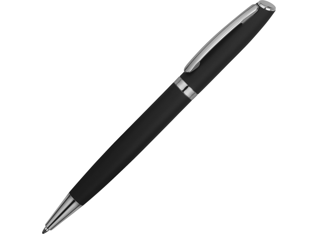 Ручка металлическая шариковая Flow soft-touch, черный/серебристый-0
