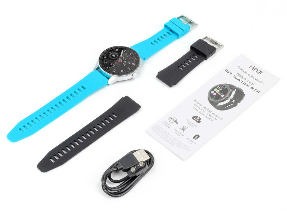 Умные часы HIPER IoT Watch GTR, черный/голубой-5