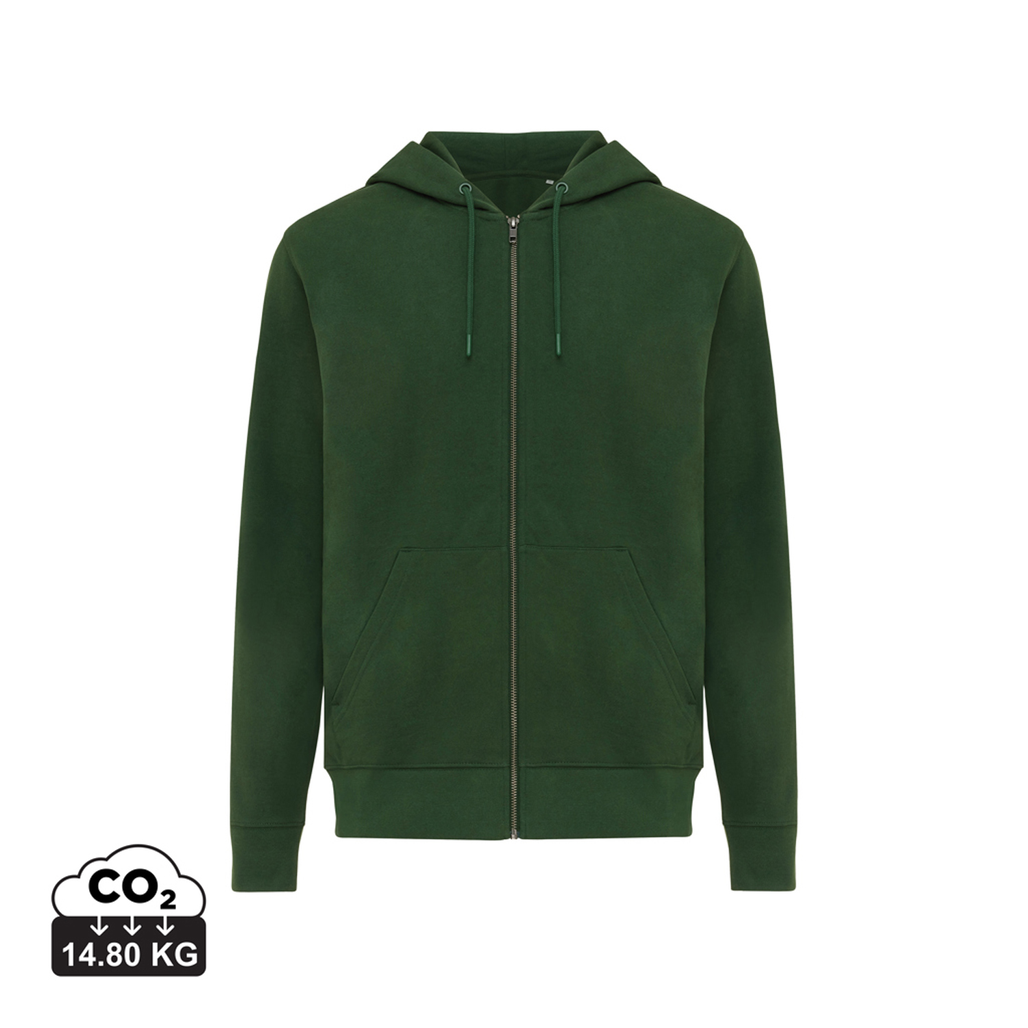 Худи на молнии Iqoniq Abisko из переработанного хлопка, унисекс, 340 г/м²-3