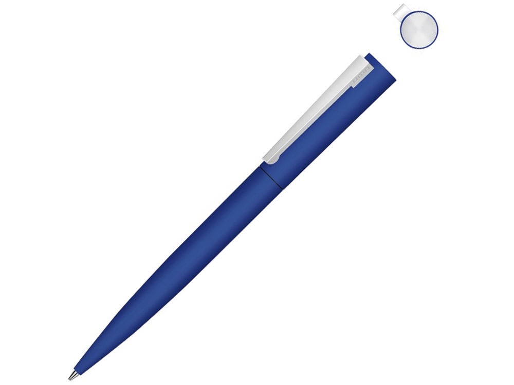 Металлическая шариковая ручка soft touch Brush gum, синий-0