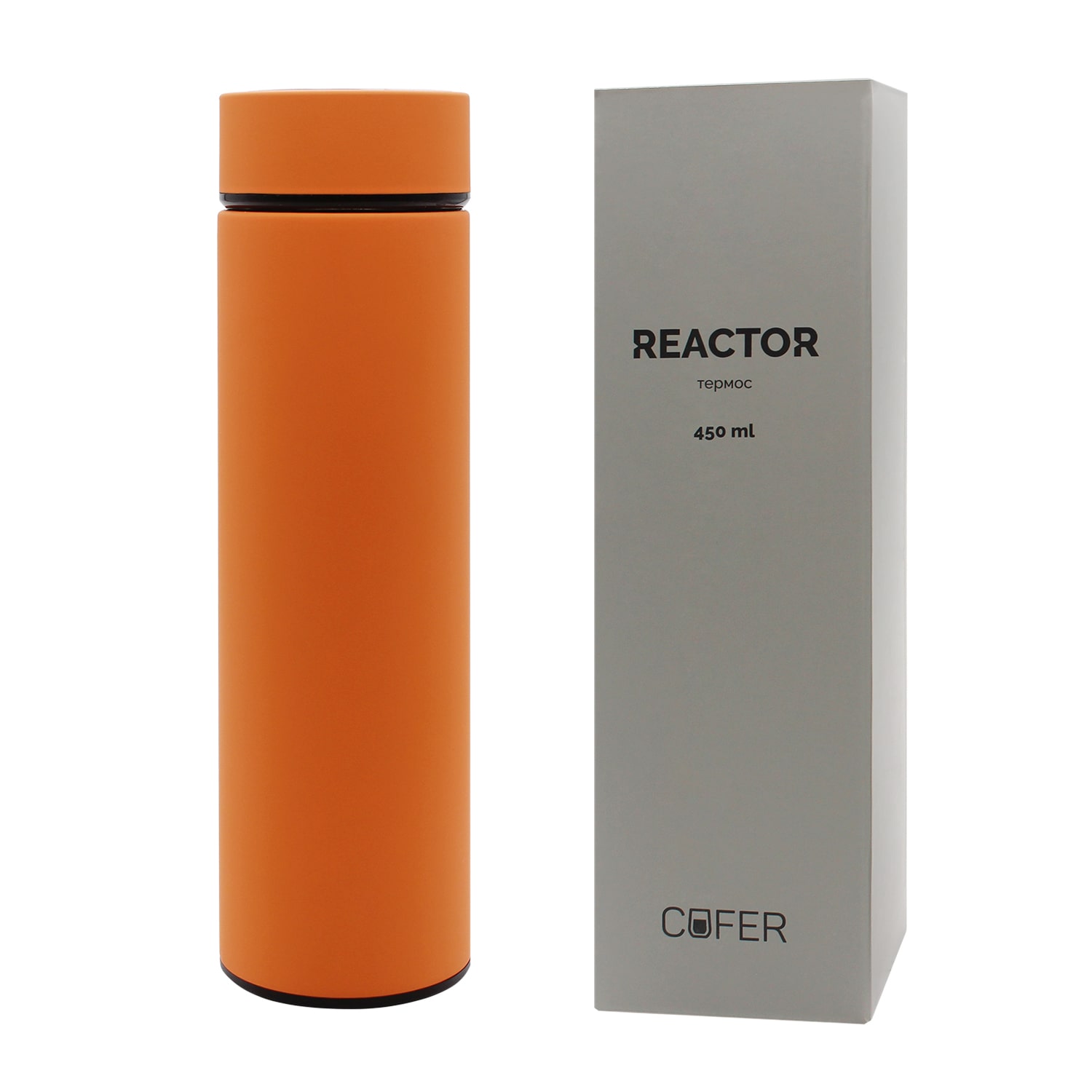 Термос Reactor софт-тач с датчиком температуры (оранжевый)-3