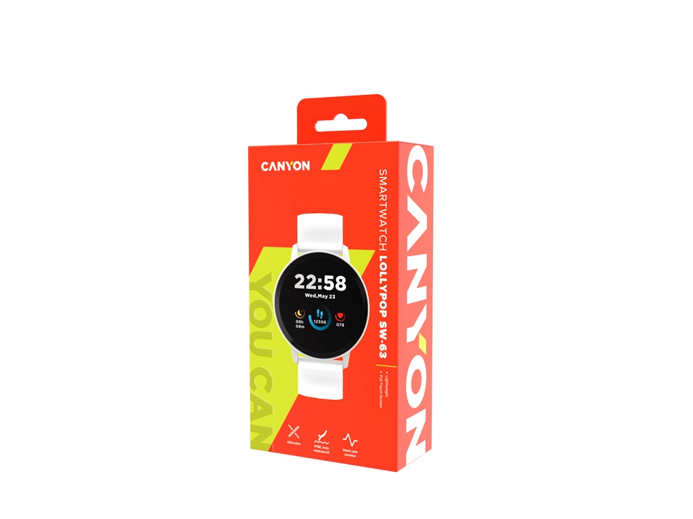 Умные часы CANYON Lollypop SW-63, IP 68, BT 5.0, сенсорный дисплей 1.3, белый-6