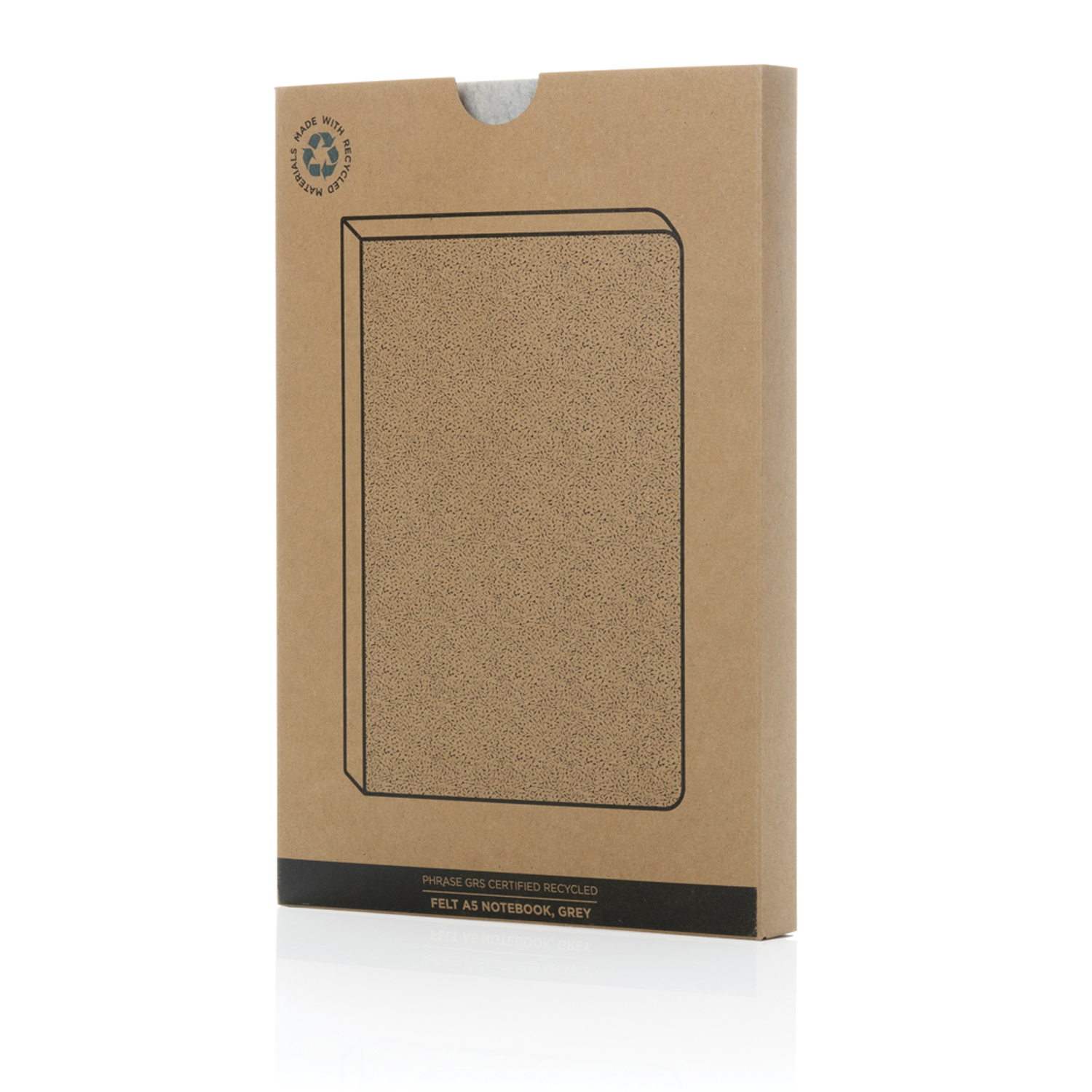Блокнот Phrase из переработанных фетра и бумаги GRS, А5, 80 г/м²-1