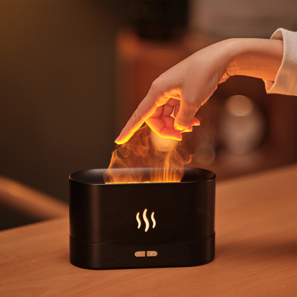 Светодиодный USB увлажнитель-ароматизатор Flame RGB, Черный-3
