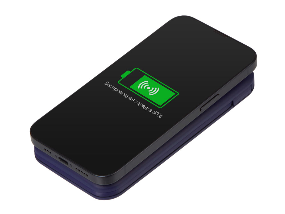 Внешний беспроводной аккумулятор с подсветкой лого Astro, 10000 mAh, темно-синий-2