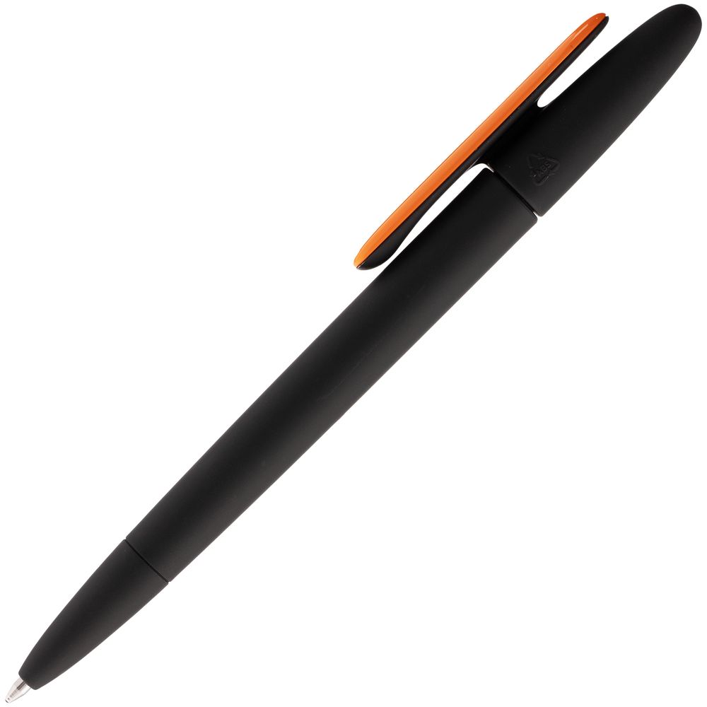 Ручка шариковая Prodir DS5 TRR-P Soft Touch, черная с оранжевым-2